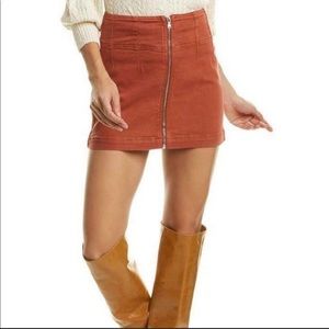 Free People Rust Zip Up Mini Skirt